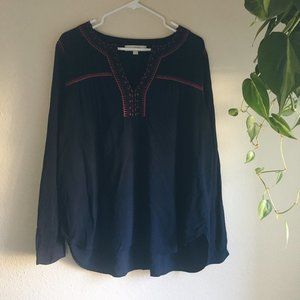 LOFT | Embroidered Long Sleeve Tunic Size Large